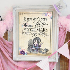 Mad Hatter Tea Party Poster - INSTANT DOWNLOAD - Polite Conversation, Alice in Wonderland, Birthday, Baby Shower, Printable Sign Decoration