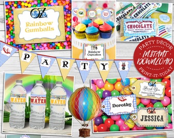 Wizard of Oz Party Pack - INSTANT DOWNLOAD - Editable & Printable Birthday Party Decorations, Decor, Banner, Water Labels, Tags, Wrappers