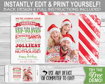 Christmas Vacation Photo Card - INSTANT DOWNLOAD - Edit & Print, Picture, Funny Xmas, Quote, Family Portrait, Printable, Editable Cards
