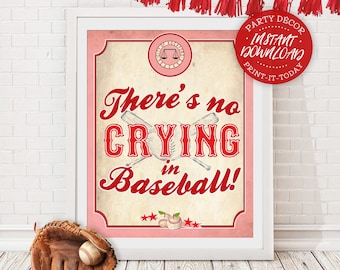 No Crying in Baseball Poster - INSTANT DOWNLOAD - Printable Rockford Peaches Party Decor, League of her Own, Birthday, Baby Shower, Sign