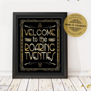 Gatsby Welcome Poster - INSTANT DOWNLOAD - Printable, Roaring Twenties, Wedding Reception, Birthday, Art Deco 1920s Sign, Decor