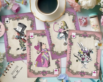 Alice in Wonderland Giant Cards - INSTANT DOWNLOAD - Printable Ephemera, Junk Journal, Journaling, Scrapbooking, Collage, Queen of Hearts