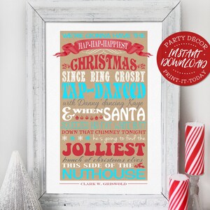 Christmas Vacation *CENSORED* Poster - INSTANT DOWNLOAD - Clark Griswold, Clean, Red & Aqua, Quote, Print Decoration, Party Decor, Funny