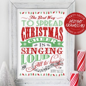 Christmas Cheer Buddy Elf Poster - INSTANT DOWNLOAD - Art Print, Movie Quote Sign, Poster Printable Decoration, Decor, Xmas Party, Holiday