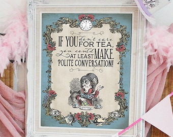 Mad Hatter Tea Party Poster - INSTANT DOWNLOAD - Alice in Wonderland Pastel Birthday Baby Shower Printable Sign Decoration