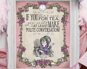 Mad Hatter Tea Party Poster / Pink / INSTANT DOWNLOAD / Alice in Wonderland / Pastel / Birthday / Baby Shower / Printable Sign / Decoration