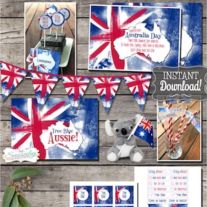 Australia Day Party Pack - INSTANT DOWNLOAD - Australian, Aussie Printable Party Invitation & Decorations by Sassaby