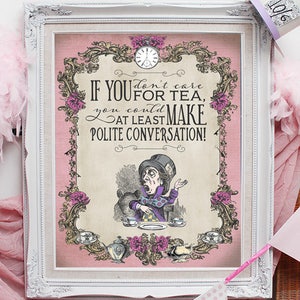 Mad Hatter Tea Party Poster / Pink / INSTANT DOWNLOAD / Alice in Wonderland / Pastel / Birthday / Baby Shower / Printable Sign / Decoration