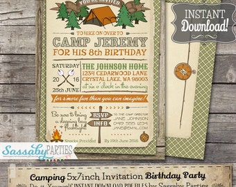 camping invitations etsy
