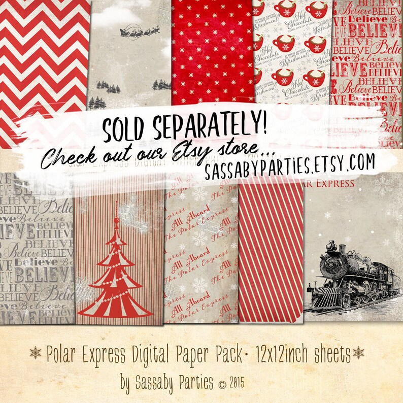 Polar Express Water Bottle Labels Red INSTANT DOWNLOAD Edit & Print Christmas Birthday Decorations, Decor, Drinks, Train, Red, Printable image 5