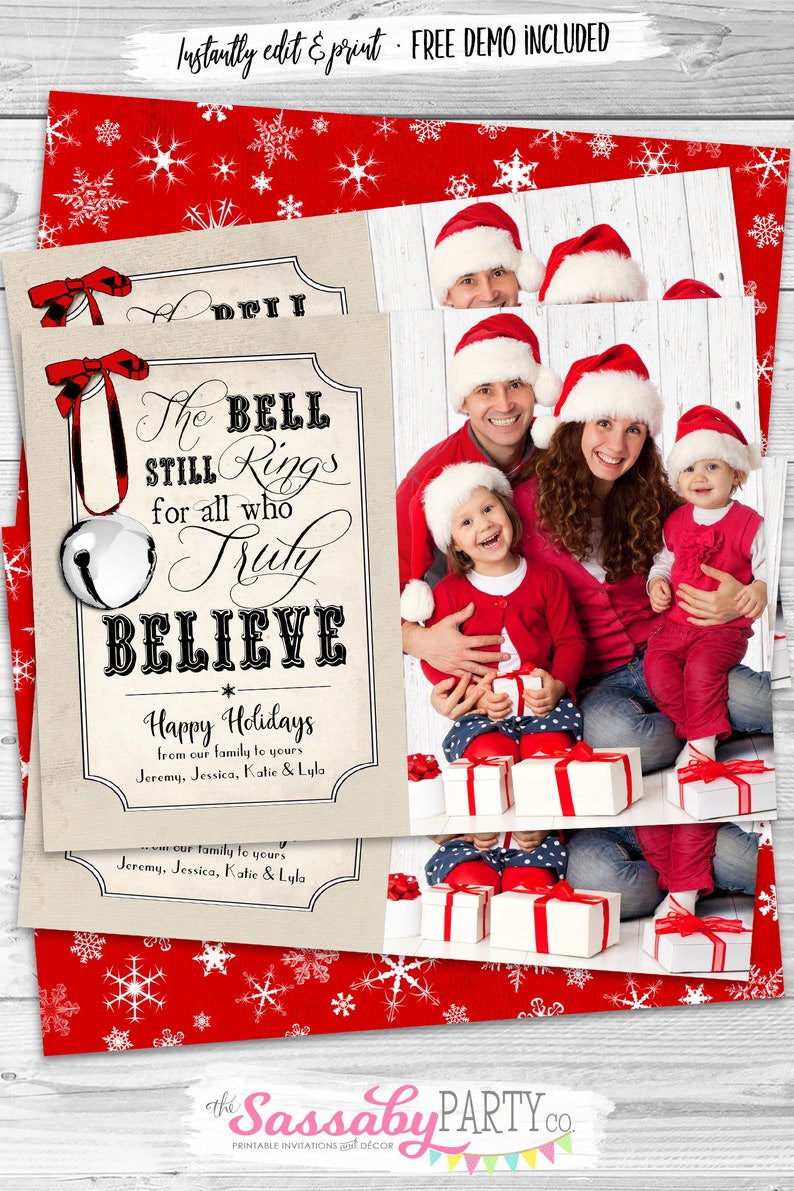Polar Express Christmas Card - INSTANT DOWNLOAD - Edit & Print, Photo, Picture, Xmas Family Portrait, Printable, Believe, Bell Still Rings image 4