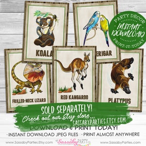 Australian Animals Party Sign Poster INSTANT Download Editable & Printable Birthday Decorations, Decor, Kangaroo, Koala, Lizard, Decor image 3