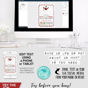 Christmas Party Invitation, Santa Claus, Cocktails, Cocktail, Eat Drink be Merry, Martini Glass, Instant Download, Print Yourself, Printable, Xmas, Edit Text, Editable