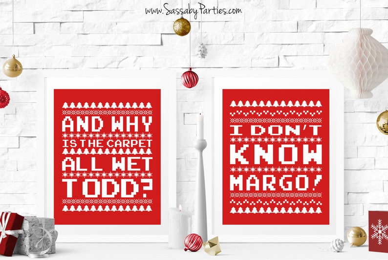 Christmas Poster, Vacation Funny Quote, Todd Margo, Why is the Carpet All Wet, Red Sign, Ugly Sweater Style, Instant Download, Print Yourself, Printable, Xmas Decorations, Decor,