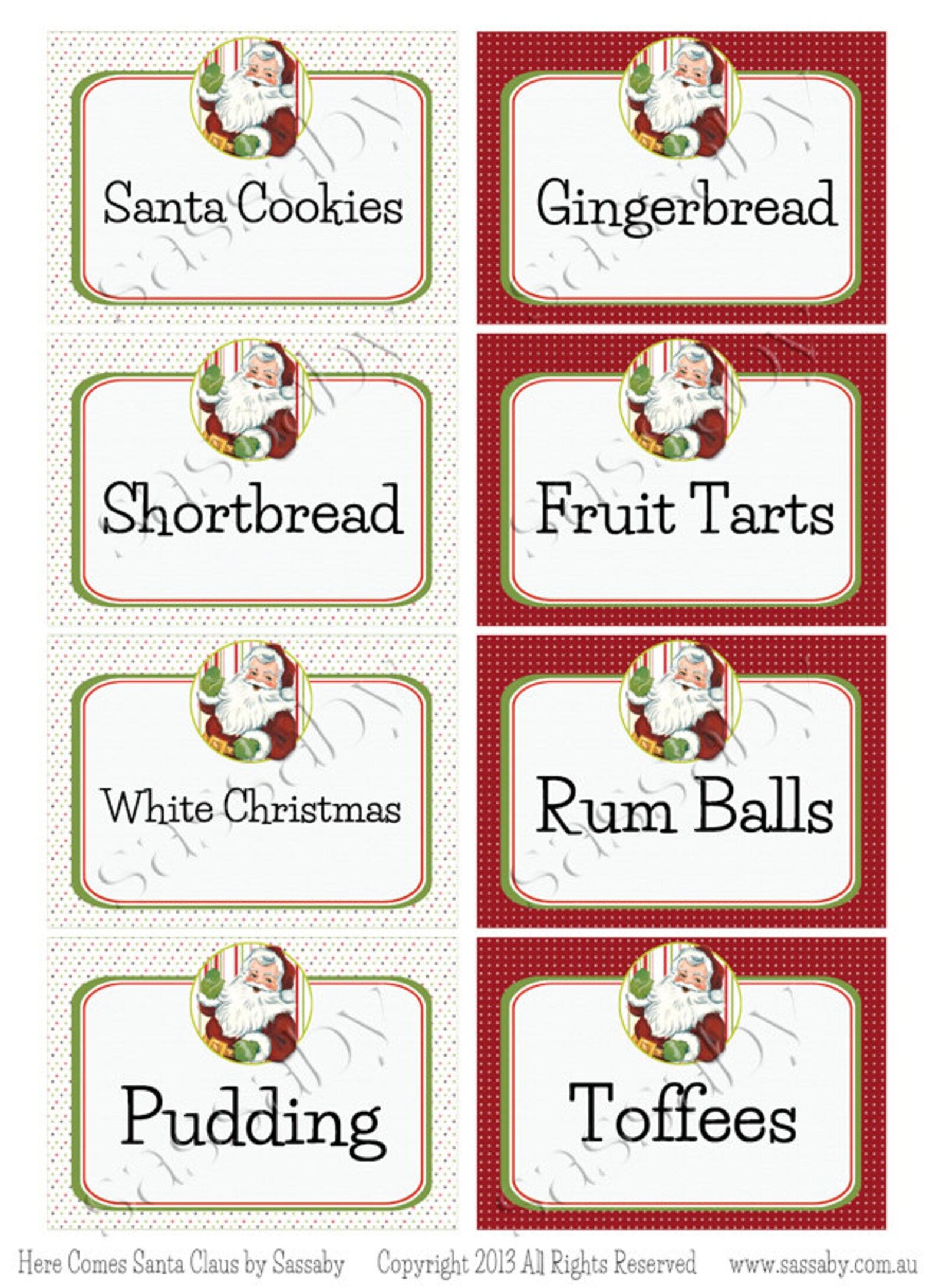 Christmas Party Labels Santa Claus INSTANT DOWNLOAD | Etsy