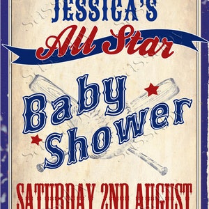 Baseball Baby Shower Poster, All-Star, Edit Text, Editable, Ballgame, Play Ball, Home Run, Welcome Sign, Decor, Decorations, Instant Download, Printable, Print Yourself