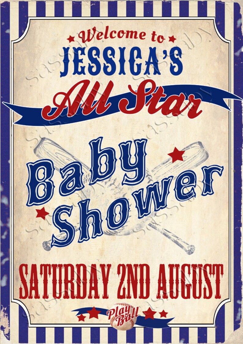 Baseball Baby Shower Poster, All-Star, Edit Text, Editable, Ballgame, Play Ball, Home Run, Welcome Sign, Decor, Decorations, Instant Download, Printable, Print Yourself