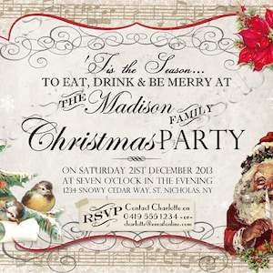 Classic Vintage Christmas Party Invitation - INSTANT DOWNLOAD ...