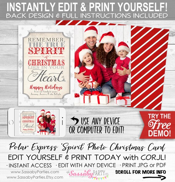 Polar Express Christmas Card - INSTANT DOWNLOAD - Edit &amp; Print, Photo ...