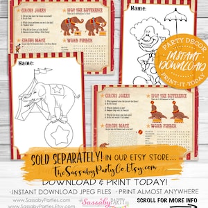 Vintage Circus Party Pack Classic INSTANT DOWNLOAD Editable & Printable, Birthday Party, Baby Shower, Decorations, Decor, Carnival, image 10