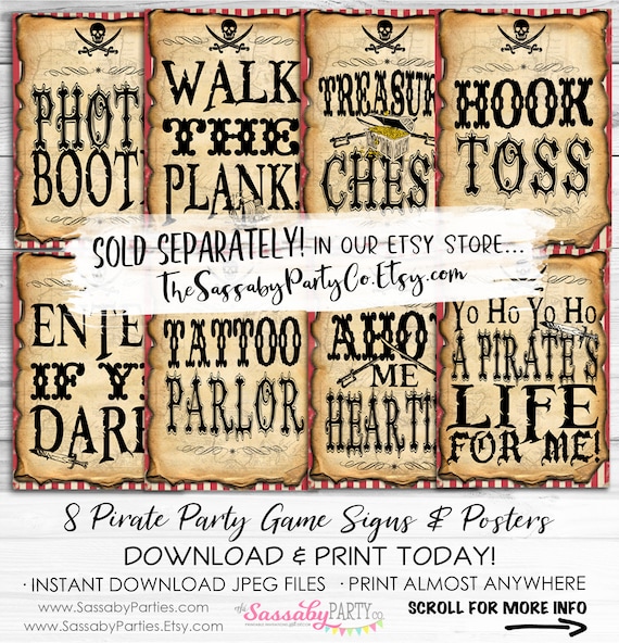 Pirate Party Banner INSTANT DOWNLOAD Editable & Printable, Birthday, Boys,  Party Decorations, Decor, Bunting, Pirates, Caribbean, Ship 