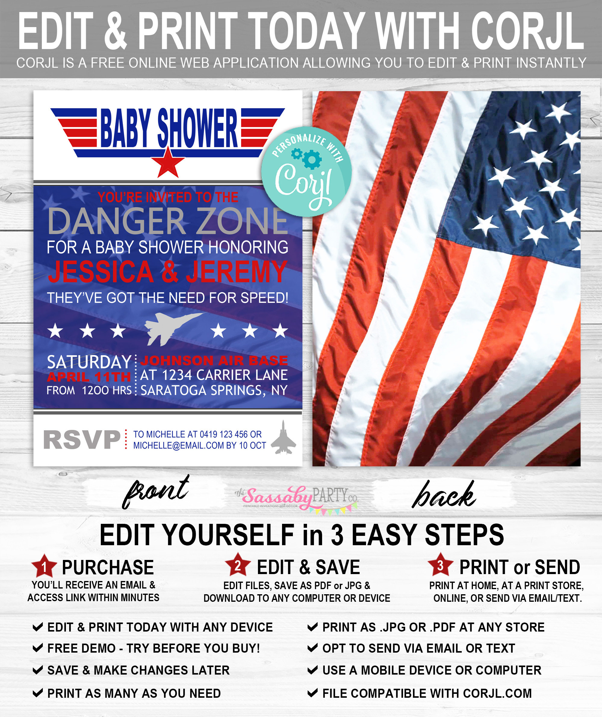 Top Gun Baby Shower Invitation INSTANT DOWNLOAD Partially Etsy