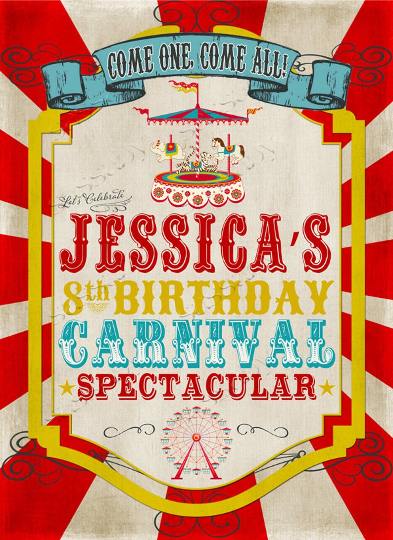 Carnival Game Sideshow Alley Poster, Edit Text, Editable, Sign, Birthday Party, Welcome Sign, Come One Come All, Circus, Carousel, Instant Download, Printable, Print Yourself,