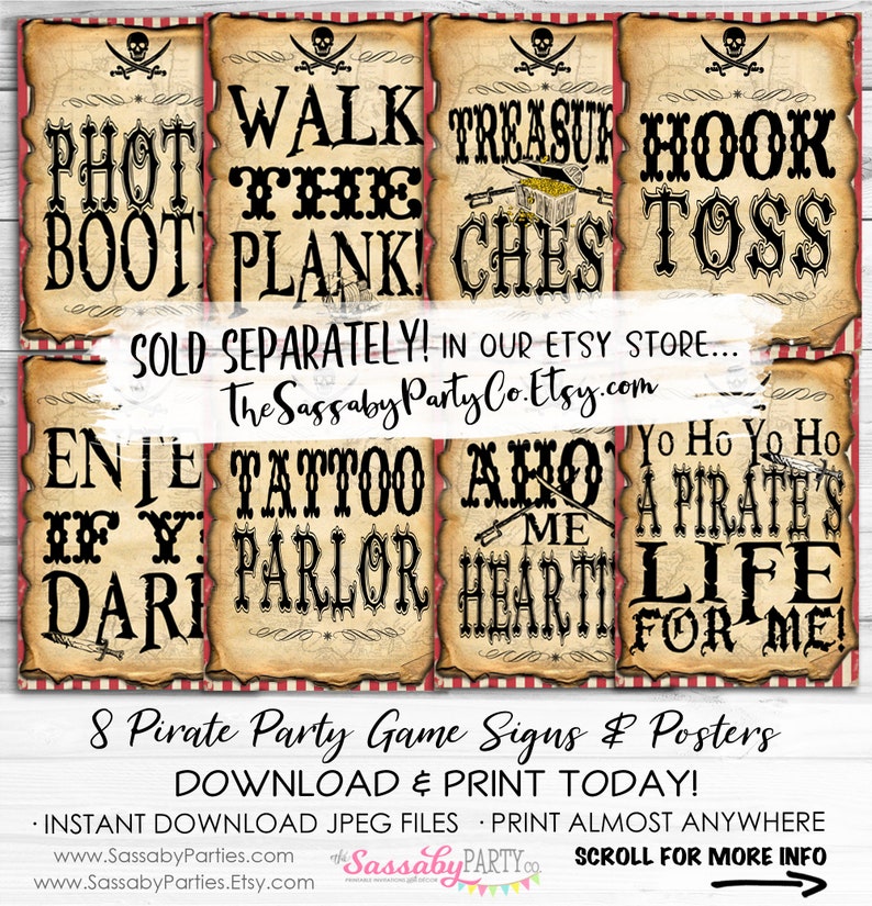 Pirate Photo Booth Party Sign INSTANT DOWNLOAD Printable Birthday Party Decorations, Decor, Poster, Photos, Print Yourself image 4