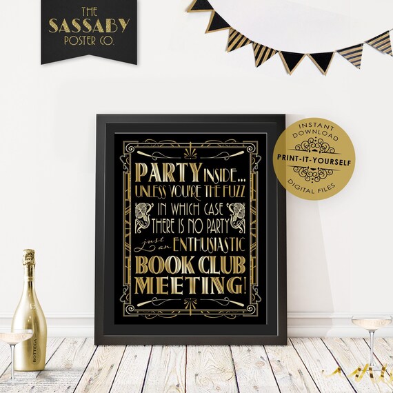 Gatsby Party Poster - INSTANT DOWNLOAD - Printable Welcome, Humorous, Book Club, Wedding, Birthday, Art Deco 1920s Sign, Decor Il_570xn
