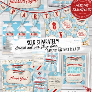 Vintage Airplane BABY SHOWER Invitation INSTANT Download Editable & Printable Boys Aeroplane, Biplane, Airline Ticket Invite image 4