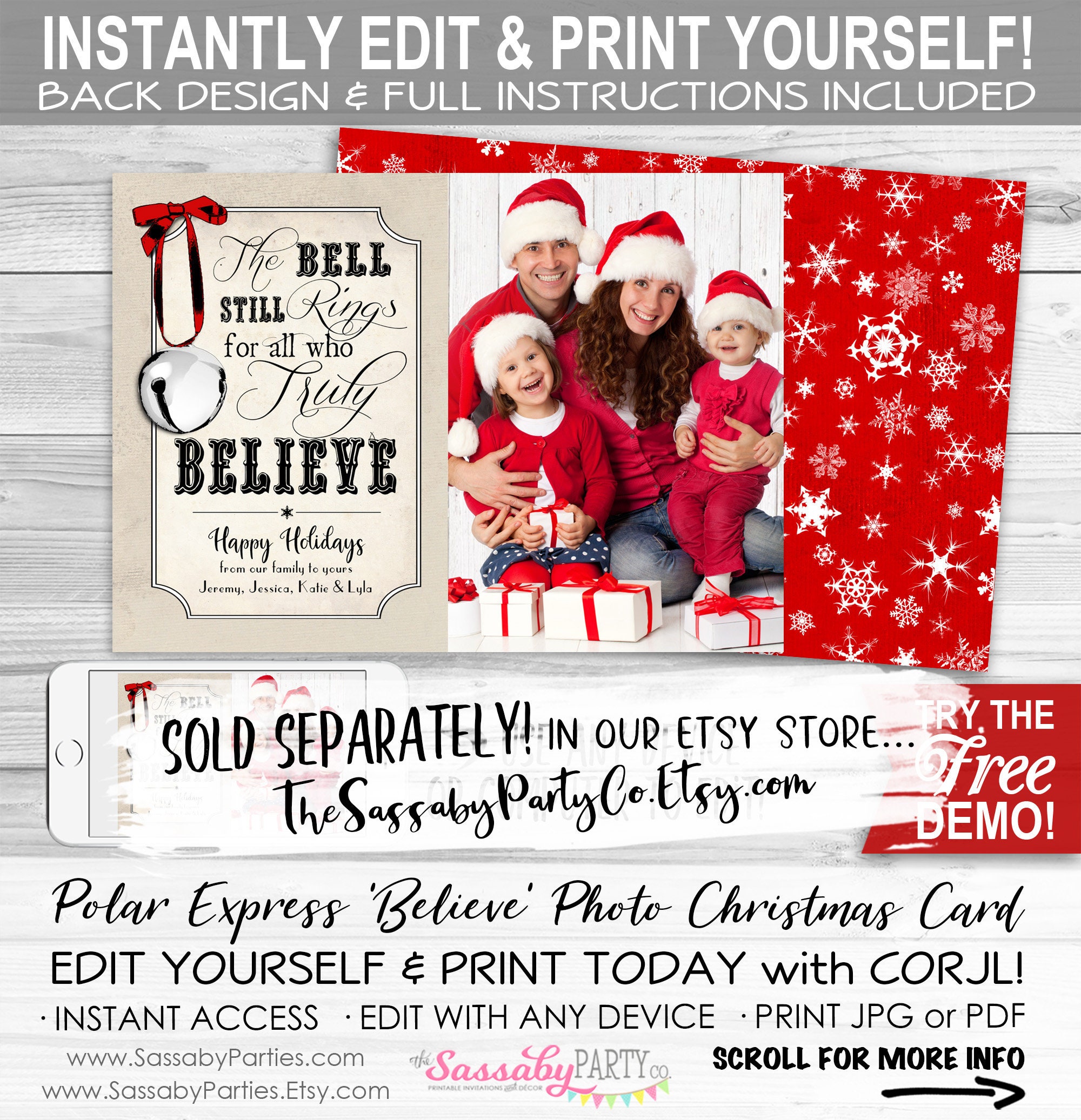 Christmas Vacation Photo Card INSTANT DOWNLOAD Edit Etsy