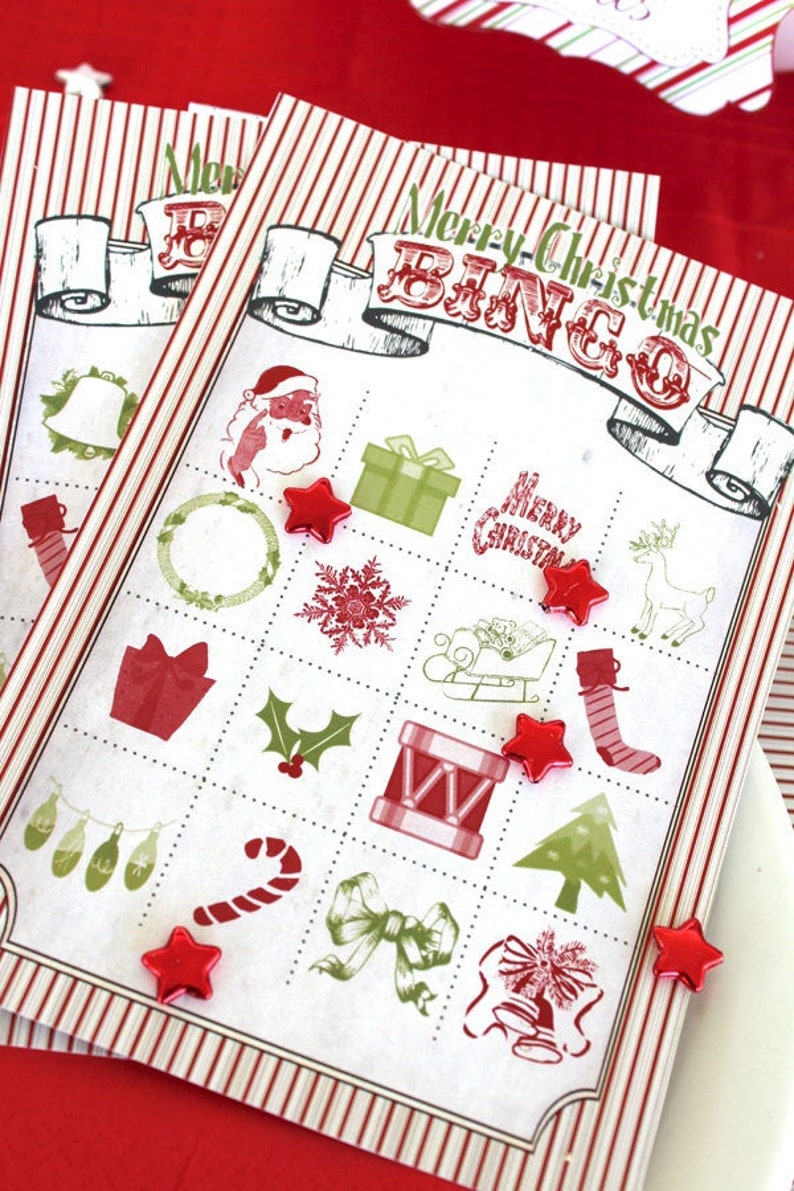 Christmas Bingo Set, Ultimate Party Game, 24 Sheets Included, Instant Download, Print Yourself, Printable, Xmas Decorations, Decor