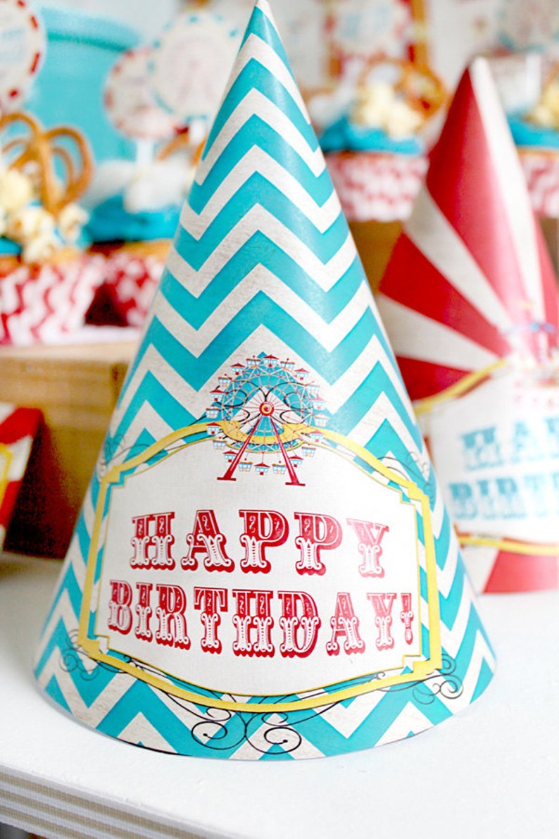 Carnival Party Hats INSTANT DOWNLOAD Printable Birthday Etsy