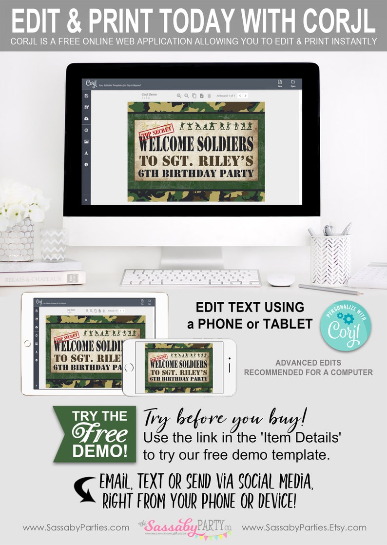 Army Men Sign INSTANT DOWNLOAD DIY Partially Etsy