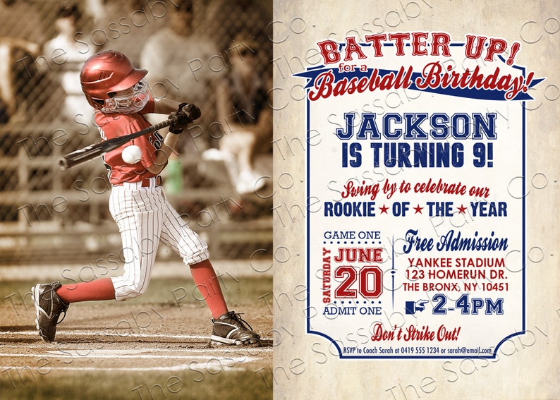 Baseball Photo Invitation, Upload Your Picture Invite, Any Age, All-Star, Edit Text, Editable, Take Me Out To The Ballgame, Play Ball, Home Run, Welcome Sign, Decor, Decorations, Instant Download, Printable, Print Yourself