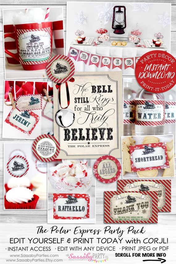 Polar Express Party Pack Instant Download Birthday Etsy