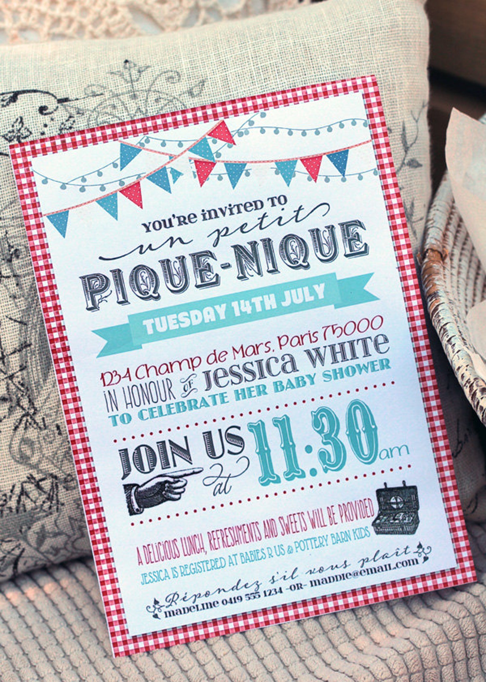 French Picnic Invitation INSTANT DOWNLOAD Editable & Etsy