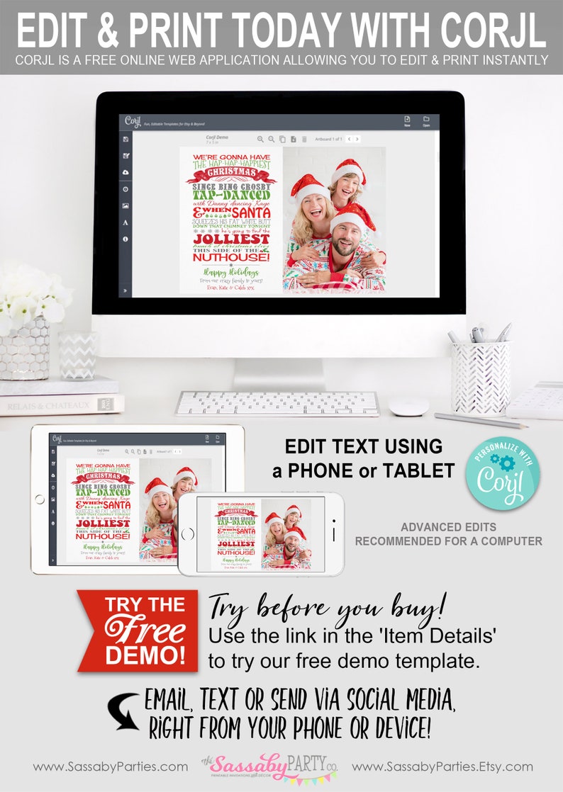 Christmas Vacation Funny Card, Clark Griswold Quote, Censored, Upload Photo, Picture, Instant Download, Print Yourself, Printable, Xmas, Greeting Message, Edit Text, Editable