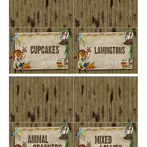 Australian Animals Food Tent Cards, Party Labels, Edit Text, Editable, Decorations, Decor, Australia Bday, Koala, Kangaroo, Platypus, Lizard, Aussie Party, True Blue, Outback, BBQ, Instant Download, Printable, Print Yourself,