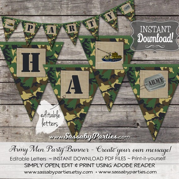 Party Decorations Party Supplies Personalized Army Tank Military