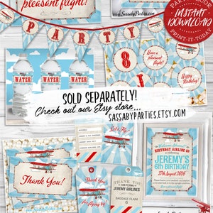 Vintage Airplane Birthday Ticket Invitation - INSTANT DOWNLOAD - Partially Editable & Printable Aeroplane, Airline, Boys Party Invite image 4
