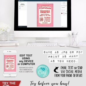 Girls Baseball Rockford Peaches, Birthday Invitation, Any Age, Ticket, Invite, Edit Text, Editable, Pink, Red, League of Her Own, All-Star, Party Printable, Print Yourself, Take Me Out to the Ballgame