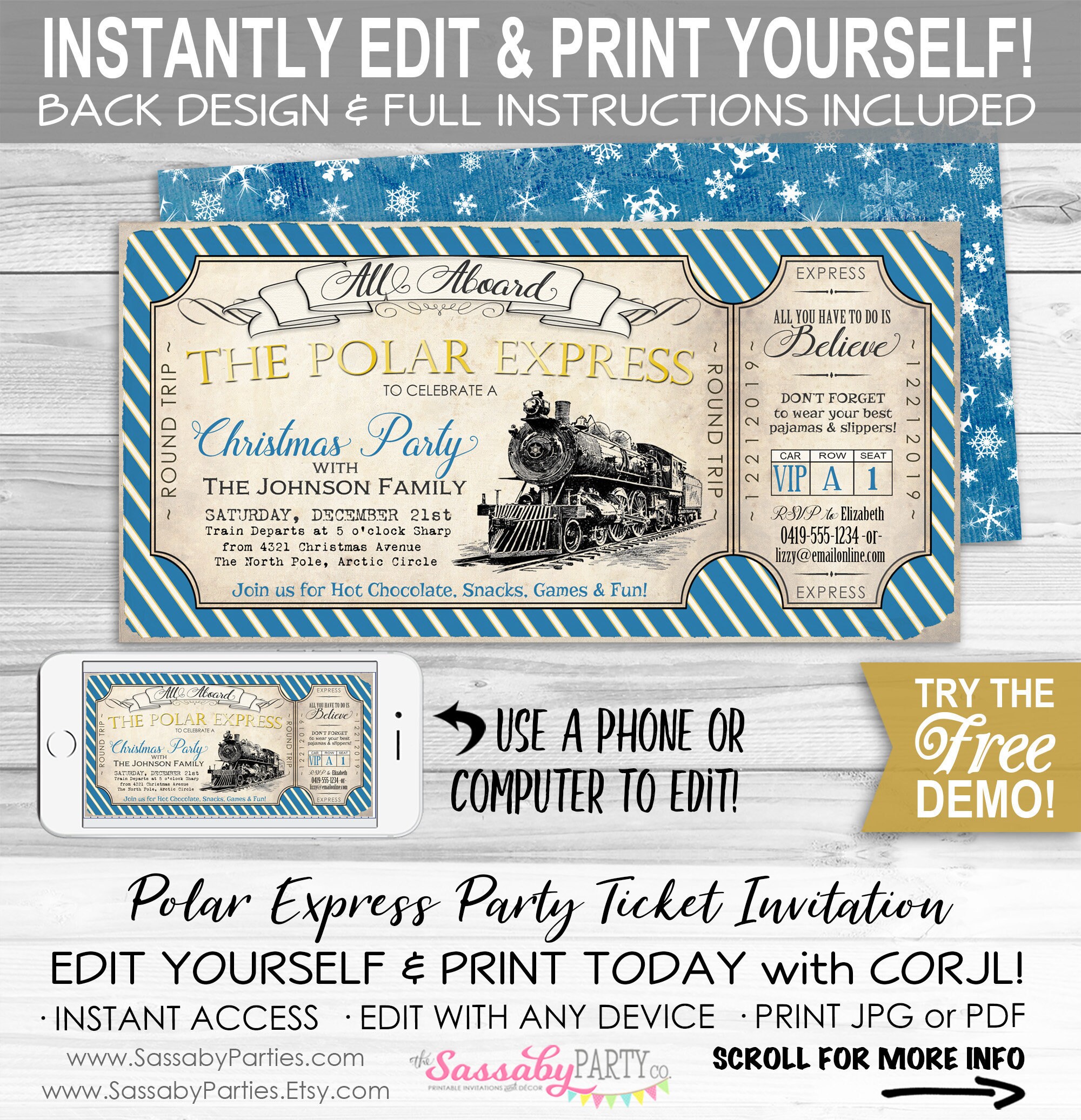Polar Express Party Invitation INSTANT DOWNLOAD partially ...