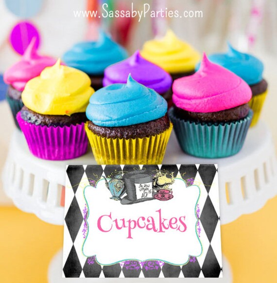 Mad Hatter Tea Party Labels Instant Download Editable