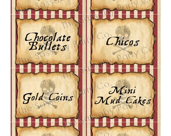 Pirate Party Labels Birthday - INSTANT DOWNLOAD - Editable