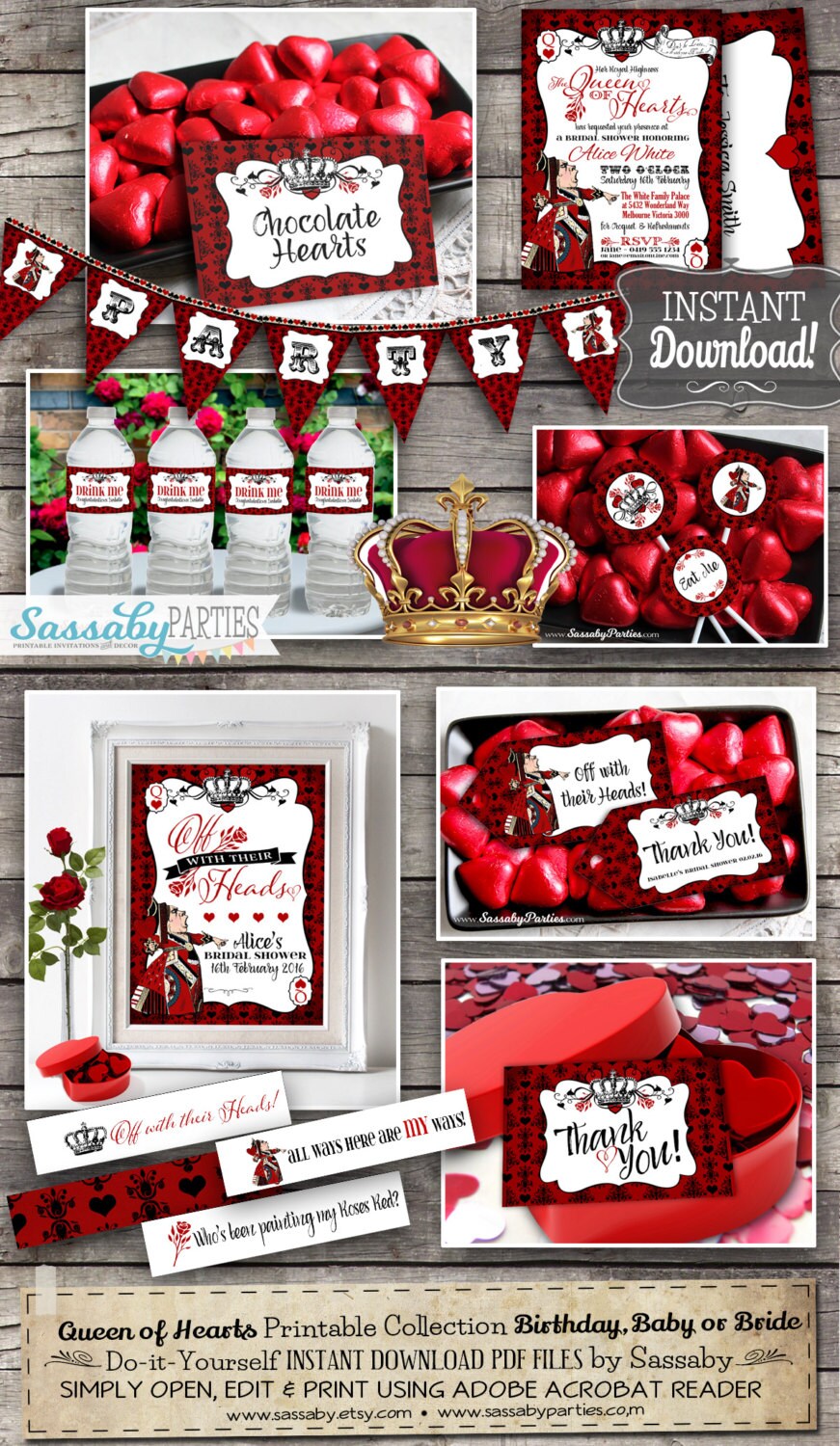 Queen Of Hearts Collection Instant Download Editable Etsy
