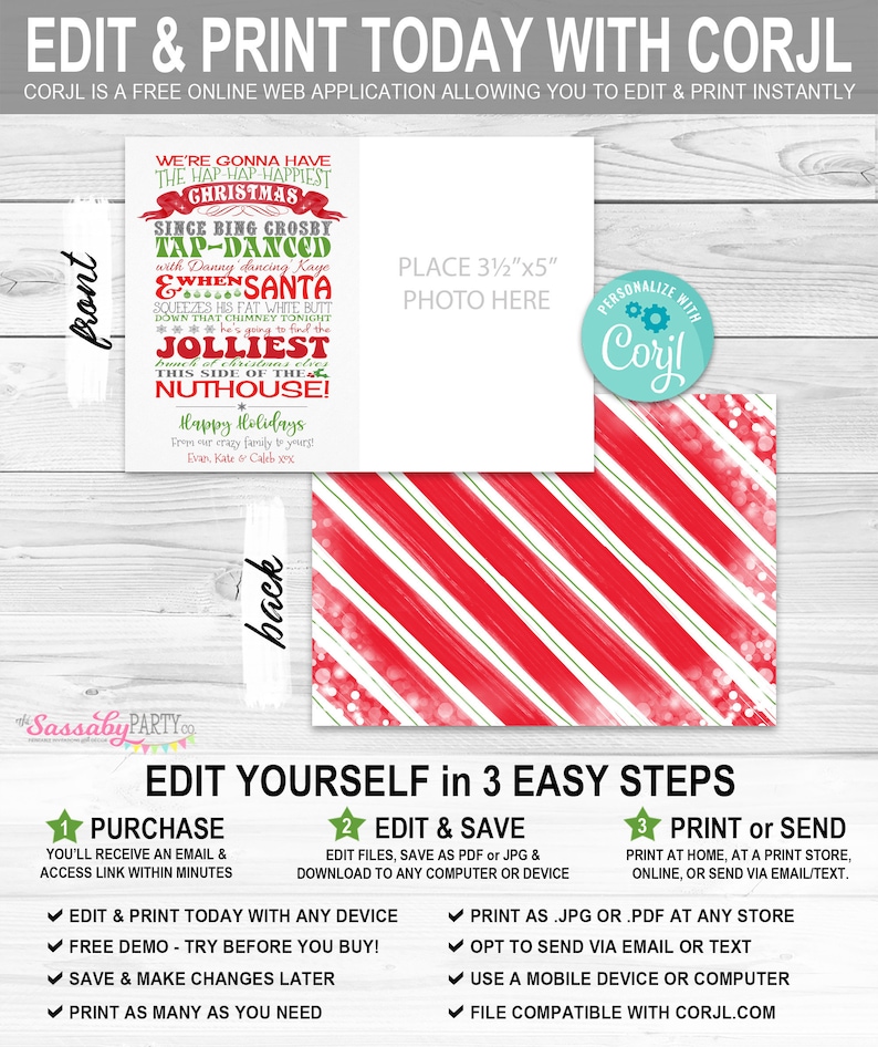 Christmas Vacation Funny Card, Clark Griswold Quote, Censored, Upload Photo, Picture, Instant Download, Print Yourself, Printable, Xmas, Greeting Message, Edit Text, Editable