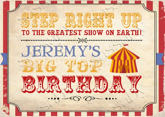 Vintage Circus Party Sign Instant Download Editable