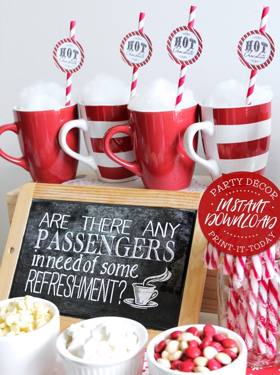 Polar Express Poster Refreshments Chalkboard Style Instant Download Printable Birthday Christmas Party Sign Decorations Decor Chalk By Sassaby Parties Catch My Party