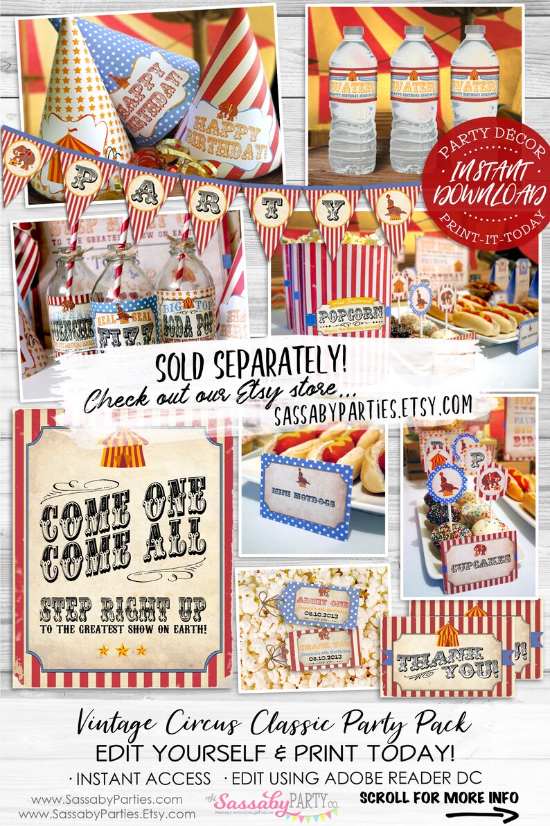 Sold Separately, Vintage Circus Party Pack, See in Store